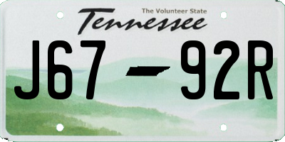 TN license plate J6792R
