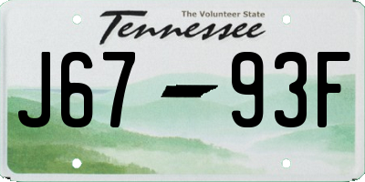 TN license plate J6793F