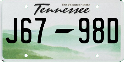 TN license plate J6798D