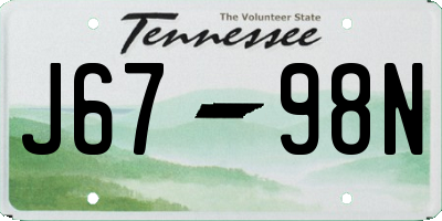 TN license plate J6798N