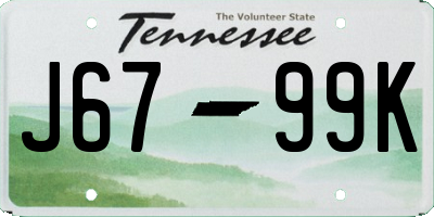 TN license plate J6799K