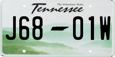 TN license plate J6801W