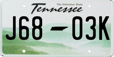 TN license plate J6803K