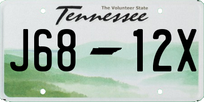 TN license plate J6812X