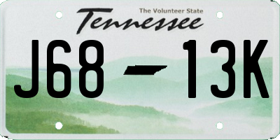 TN license plate J6813K