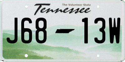 TN license plate J6813W