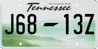 TN license plate J6813Z