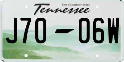 TN license plate J7006W