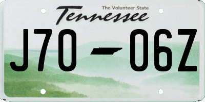 TN license plate J7006Z