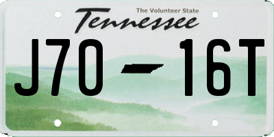 TN license plate J7016T