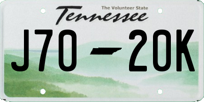 TN license plate J7020K