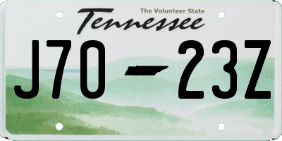 TN license plate J7023Z