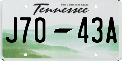 TN license plate J7043A