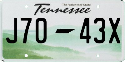 TN license plate J7043X