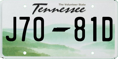 TN license plate J7081D
