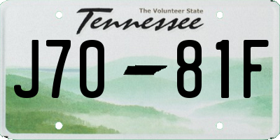 TN license plate J7081F