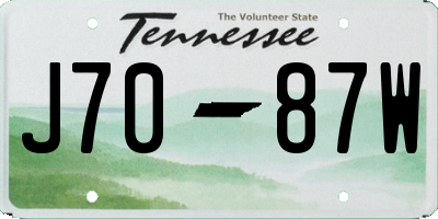 TN license plate J7087W