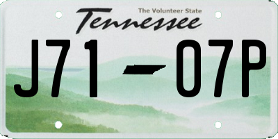 TN license plate J7107P