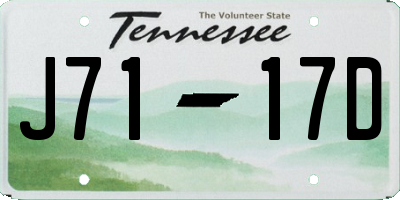 TN license plate J7117D
