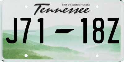 TN license plate J7118Z