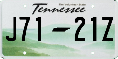 TN license plate J7121Z