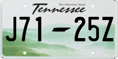 TN license plate J7125Z