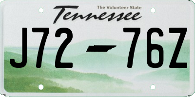 TN license plate J7276Z