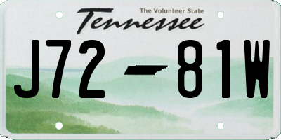 TN license plate J7281W