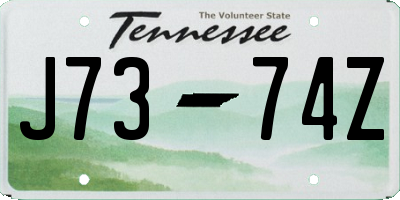 TN license plate J7374Z
