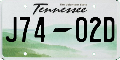 TN license plate J7402D