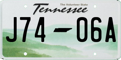 TN license plate J7406A