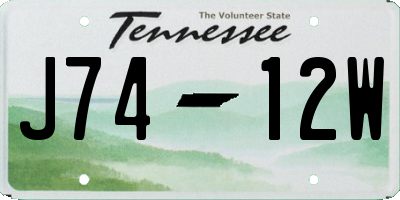 TN license plate J7412W