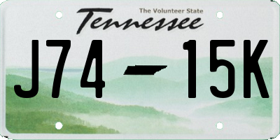 TN license plate J7415K