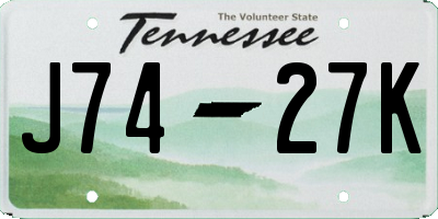 TN license plate J7427K
