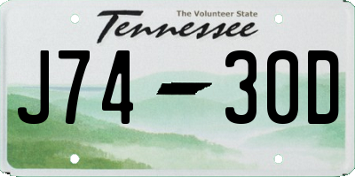 TN license plate J7430D
