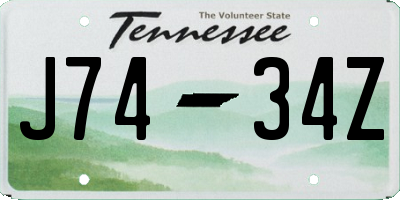 TN license plate J7434Z
