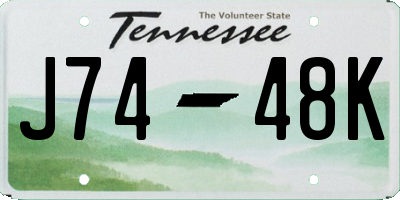 TN license plate J7448K