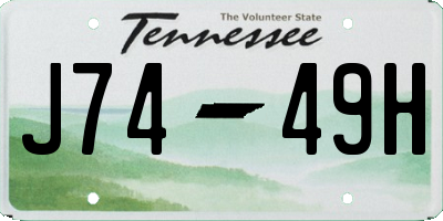 TN license plate J7449H