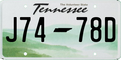 TN license plate J7478D