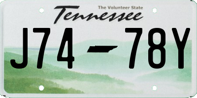 TN license plate J7478Y