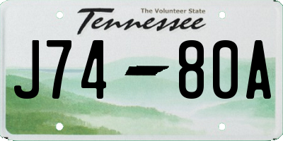 TN license plate J7480A