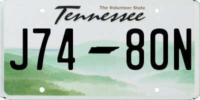 TN license plate J7480N
