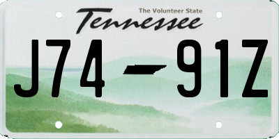 TN license plate J7491Z