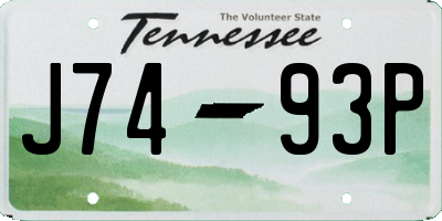 TN license plate J7493P