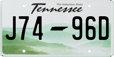 TN license plate J7496D
