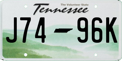 TN license plate J7496K