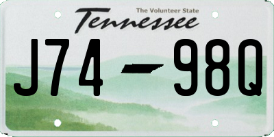 TN license plate J7498Q