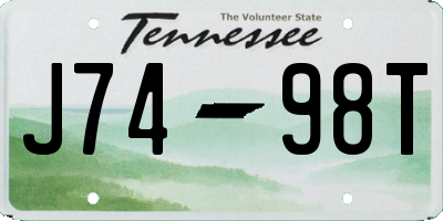 TN license plate J7498T
