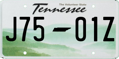 TN license plate J7501Z