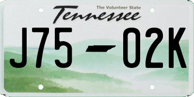 TN license plate J7502K